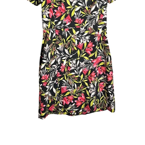 French Connection Cadencia Mini Stretch Black Dress 4 Floral Fit & Flare - Picture 5 of 16